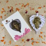 SATVIK 1 Pc Lord Ganesh Face on Leaf Patta Ganpati Idol Wall Hanging Decor Statue Hindu Good Luck Ganesha Face Sculpture Figurine Vastu Home Office Mandir Pooja Housewarming Return Gift Items