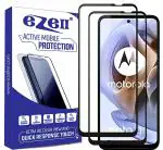 eZell MOTOROLA G31 FULL TEMPERED GLASS (2 Packs), Sensitive touch,9H Hardness, Anti-Scratch, Anti Stains Edge to Edge Full Glue Tempered Mobile Screen protector with Wet & dry Wipes (
