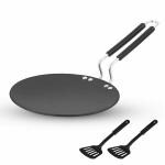 Apex Chapati Tawa 10 (26 cm), Hard Anodised 4 MM Thick Heavy Tava 260 mm, Cool Touch Stainless Steel Rod Handles