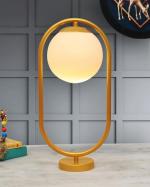 Homesake Modern Bedside Night Lamp Mini Gold Table Light Metal Gold Finished Bedside Desk Lamp with Milky White Shade for Living Room Bedroom, Oval