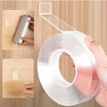 Kayru Double Sided Handheld Nano Tape Removable Washable and Reusable Anti Slip Ivy Grip Tape 3 Meter Transparent Adhesive Tape Grip for Metal, Glass, Wall, Home, Office and Décor