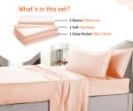 SGI Bedding 4 Piece Sheet Set Contain 1 Flat Bedsheet, 1 Fitted Bedsheet, 2 Pillowcovers Double Peach Solid 600 TC Egyptian Cotton Hotel Luxury Quality 12