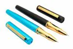 Ledos Luoshi Classic Series 3246 Black and Blue Metal Fountain Pen Golden Trims Fine Nib (Pack of 2)