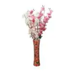 India Meets India Multi Handmade Wooden Flower Vase With 14 Artificial Flowers Sticks 12 inch Vase