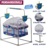 Pandaoriginals Premium Quality Baby Cradle With Mosquito Net| Best in Segment High Quality (Blue)