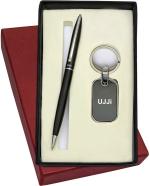 UJJi 2in1 Set with Slim Design Black Ball Pen and Keychain