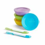 Munchkin Love-A-Bowls Set 4 Pieces & 2 Spoons, Multicolor (Plastic