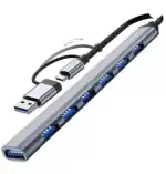 Tech Gear 7 Port Usb-c Hub Usb 3.0 Type-c Multi Splitter Expander For Computer 7 Port Usb-c Hub Usb 3.0 Type-c Multi Splitter Expander For Computer USB Hub (Grey)