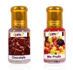 Dpme Chocolate And Mix Fruit Attar Combo, Concentrated Perfume Oil Roll On, 6 Ml Each, Unisex