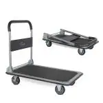 Corvids Portable Folding Metal Hand Platform Trolley | 2-Year Warranty | Hand Truck with 360 Rotating & Locking Wheels for Home & Warehouse Use - 150 KG Capacity