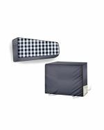 The Furnishing Tree 1 Ton Bluestar DLTU Black, White and Grey Checkered PVC Split AC Cover Set (22.9 x 87.6 cm)