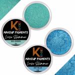 KINDED Sea Green and Sky Blue Powder Loose Shimmer Glitter Eyeshadow for Women - Pack of 2, Each Pack 3 g
