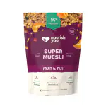Nourish You Super Muesli, Fruit & Nut Muesli 400g | High Protein Breakfast Cereal with 95% Superfoods | Rich in Fibre No Refined Sugar Palm- Oil Free 100% Plant Protein | Gluten Free