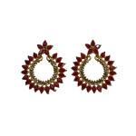 Priyansh Enterprise Handmade Red Crystal Ad Earrings For Parties, Festivals For Women
