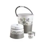 Joyo Dream Homes Deluxe Jumbo Round Printed Bathroom Set of 3 (Grey)