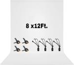 VTS 8 x12 FT. Backdrop, 100% LEKERA Background Screen Chroma Key with 4 Spring Clamps & 4 Backdrop Clips for Photography Photo Video Studio