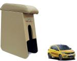 WolkomHome Car Arm Rest Wooden Armrest Beige Color with Cushion & Storage Box for tiago 2020
