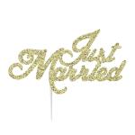 Festiko Glitter Gold Just Married Wedding Cake Topper For Birthday, Anniversary