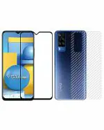 GADGETRONICS (Pack of 2) Vivo Y51A Black Carbon Fiber Scratch Resistant Back Screen Protective Sticker and Screen Protector