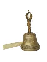 Kalarambh Brass Nepali Wall Hanging Bell for Home Office Mandir Decor Gift Items Collectible Handicraft Art, Yellow, 3.5 x 3.5 x 6.5 Inch (L x W x H)