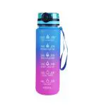 Welour Glass Luxury Time Marked Motivational Water Bottle - 1000 Ml