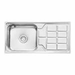 Ruhe Square Single Bowl 45 x 20 x 9 inch Drainboard Kitchen Sink with Drainboard Kitchen Sink | Glossy Finish | Included Sink Coupling and Waste pipe
