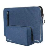 Stysol Blue Denim Water Resistant Laptop Sleeve With Handle Charger Pouch For 15 To 15.6 Inch (Set Of 2)