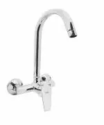 SPAZIO Aria Brass Heavy Single Lever Sink Mixer Kitchen Tap for Hot & Cold Water with 360 Degree Revolving Hi-Neck Spout, Connecting Legs and Flanges