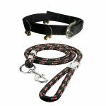 THE DDS STORE Pet Dog Leash Collar Set Ghungroo Collar with Leash 1.5m Lengthy Dog 1inch Width and 32-40 cm Length Collar & Leash Best for Small to Medium Breed Dogs.-Black(Printed Leash & Plain Collar)