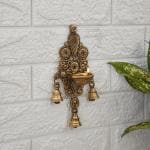 DecorTwist Brass Wall Fixed Hanging Diya With Bells