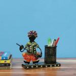 Kaptown Kreations Iron Handmade Musician Wrought Iron Figurine Pen Stand Holder For Home Decor, Office Decor, Gift Item (6.5x2.7x7.5) Inch