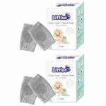 Littloo Baby Safety Protector Knee & Elbow Pads for Anti-Slip Crawling Experience Made with Soft Cotton Elastic and Stretchable, Provides Cushion & Knee Protection(Grey)- Pack of 2