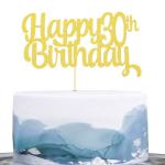 Festiko Happy 30th Birthday Cake Topper 30 Gold Glitter Cake Decoration, Thirty Birthday Party Cake Topper, Anniversary Party Decoration
