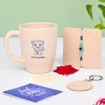 Eha Earth Friendly Kids Rakhi Gift for brother with Printed Mug| 300 ml | Astronaut Bracelet, Key Chain | Rakhi for Brother with Gift | Made with Rice Husk | Rakhi Set of 1 | Sand Castle