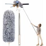 LeaFox Microfiber Feather Duster Bendable & Extendable High Ceiling Fans Cleaning Duster with 100 inches Expandable Pole Handle Washable Duster for High Ceiling Fans