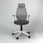 SHILPA CLASSIC Lisa High Back Ergonomic Office Chair | Sleek White & Grey Design | Adjustable Lumbar Support & Headrest for Optimal Comfort | Breathable Mesh Backrest | Swivel Seat with Smooth Rolling Casters