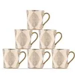 UPC Golden Series Fine Bone China Ceramics Coffee Mugs 160ml (Set of 6)
