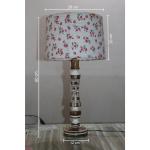 ZARA WOODEN HANDICRAFTS Bedside Table Lamps, Wooden Lamp for Bedroom with Red Floral Fabric Shade Study Lamp (60 cm, Multicolor)
