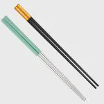 HICHAKI 2 Pairs-Stainless Steel Reusable Chopsticks - Ideal for Sushi, Noodles Non-Slip, Dishwasher-Safe, Chinese & Korean Style - The Ultimate Gift Set (Green & Yellow)