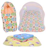 Toddylon New Born Baby Bedding Set Combo Mattress with Net Sleeping Bag & Nappy Changing Mat Sheets
