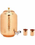 Shri Hari Art Villa Anti Oxidant Orange Copper Water Dispenser with Glass Tumbler 6500 ml