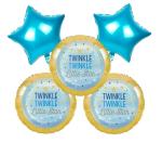 AMFIN (Pack of 5) Twinkle Twinkle Little Star Decorations Theme Star Decoration Twinkle Twinkle Little Star Decorations Baloons Baby Shower boy Decoration Balloon Star Birthday Foil Balloon - Blue