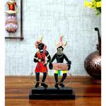 Shree Nagnechi Arts Iron Handpainted Tribal Couple Showpiece (L*H)20.32*33.02CM