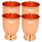 Indian Art Villa Copper Tumbler with Brass Bottom 450 ml (Set of 4)