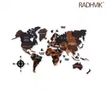 RADHVIK 3D WOODEN WORLD MAP WALL DECOR