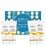 Globus Naturals Women's Day Golden Glow Gift Box Set of 4 - Box includes - Gold face wash 100gm, Face Cream 100gm, Face Scrub 100gm & Peel off Mask 100gm