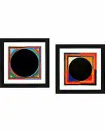 DECOR ADVENTURES Bindu Series- Aarambh by S. H. Raza Wall Painting 15 x 15 inch (Pack of 2)
