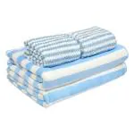 Curious Lifestyle Bath and Hand Towel Unisex Light Blue and White Solid Rectangular Microfiber pack of 4 (Full size)