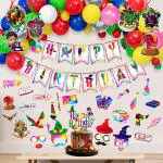 Zyozique Multicolor Hary Poter Birthday Party Supplies for Kids, Hary Poter Party Decorations Include Multicolor Banner,Cake Topper, Balloon,Swirls Hanging,and Photo Booth Props (Pack of 63)