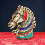 ARTVARKO Handmade Brass Horse Face Statue - 20 cm